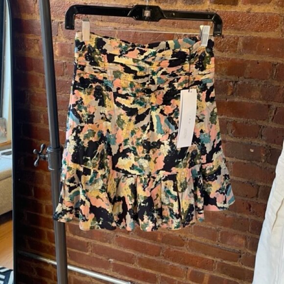 IRO Dresses & Skirts - IRO Mayfair Mini Skirt 2019 Winter Ruffled Hem Painted Pattern Multicolor Size S